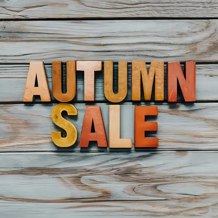 Autumn Sale with Wooden Letters