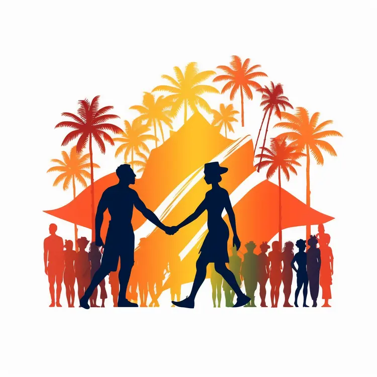 Tropical Festival Silhouettes with Palm Trees