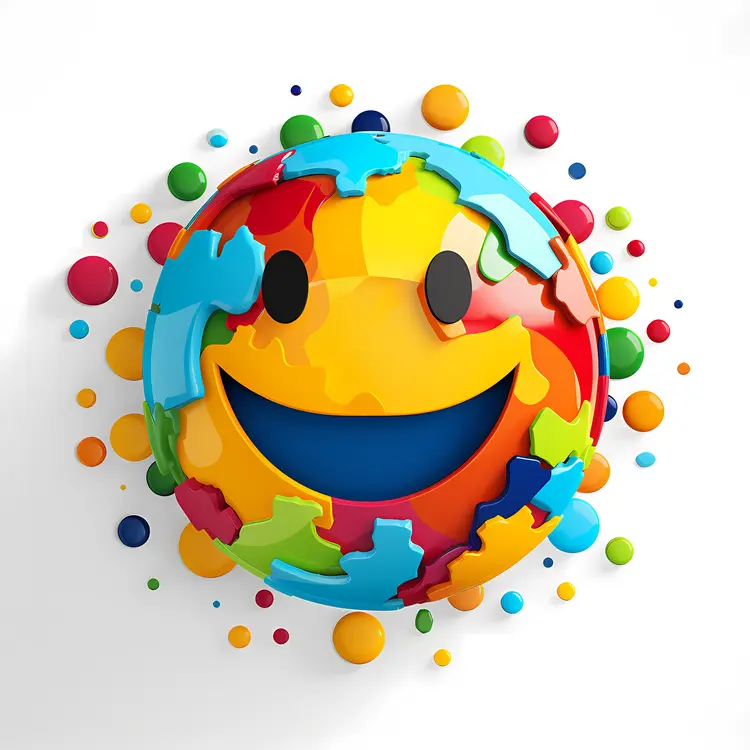 Colorful Smiley Face with Puzzle Pieces