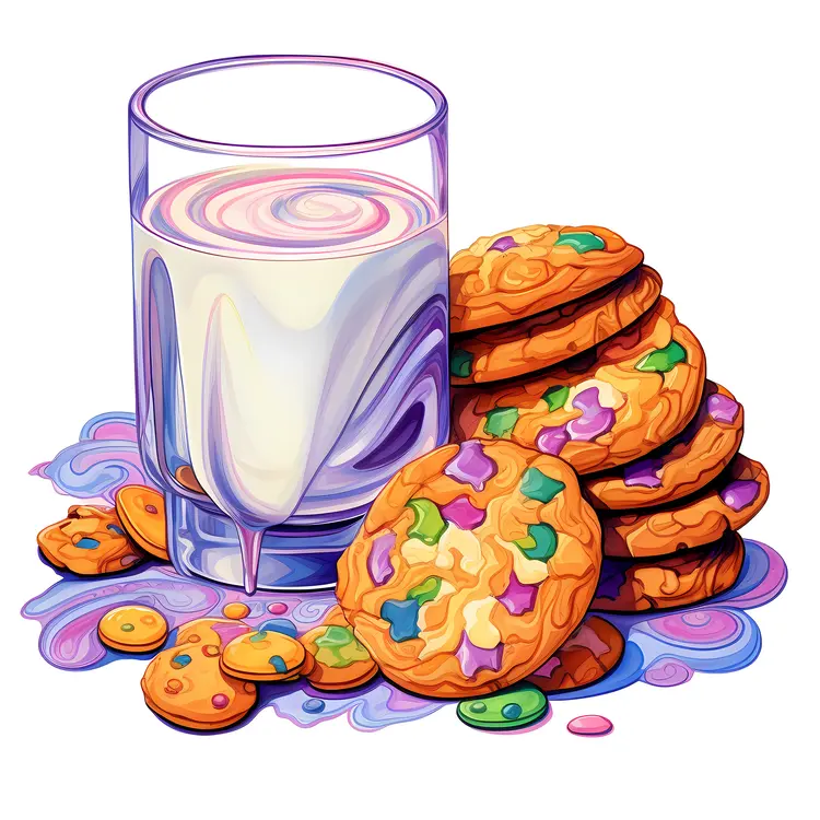 Colorful Cookies and Milk with Star Shapes
