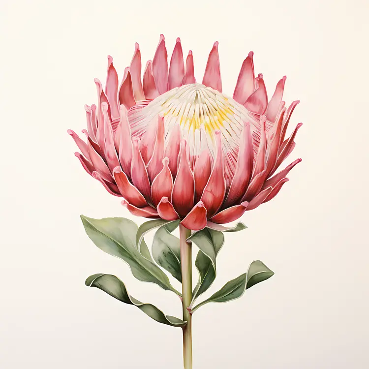 Elegant Pink Protea Flower Artwork