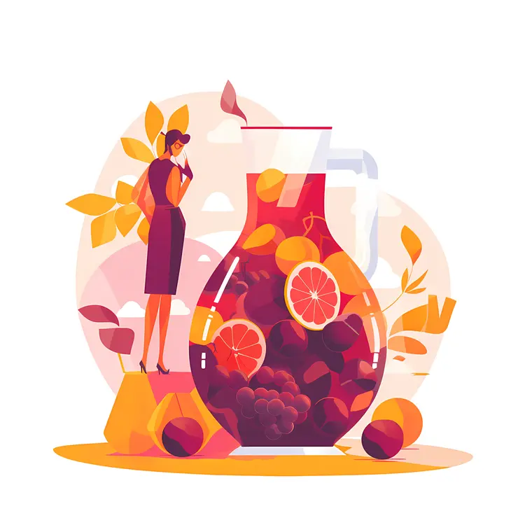 Red Sangria in a Pitcher with Fresh Fruits