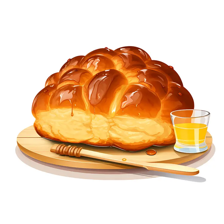 Golden Brown Braided Bread with Honey