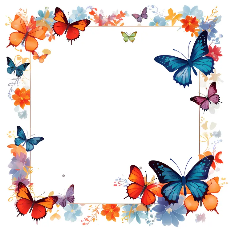 Butterflies and Flowers Border