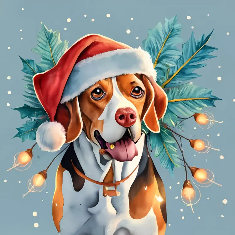 Festive Dog with Santa Hat