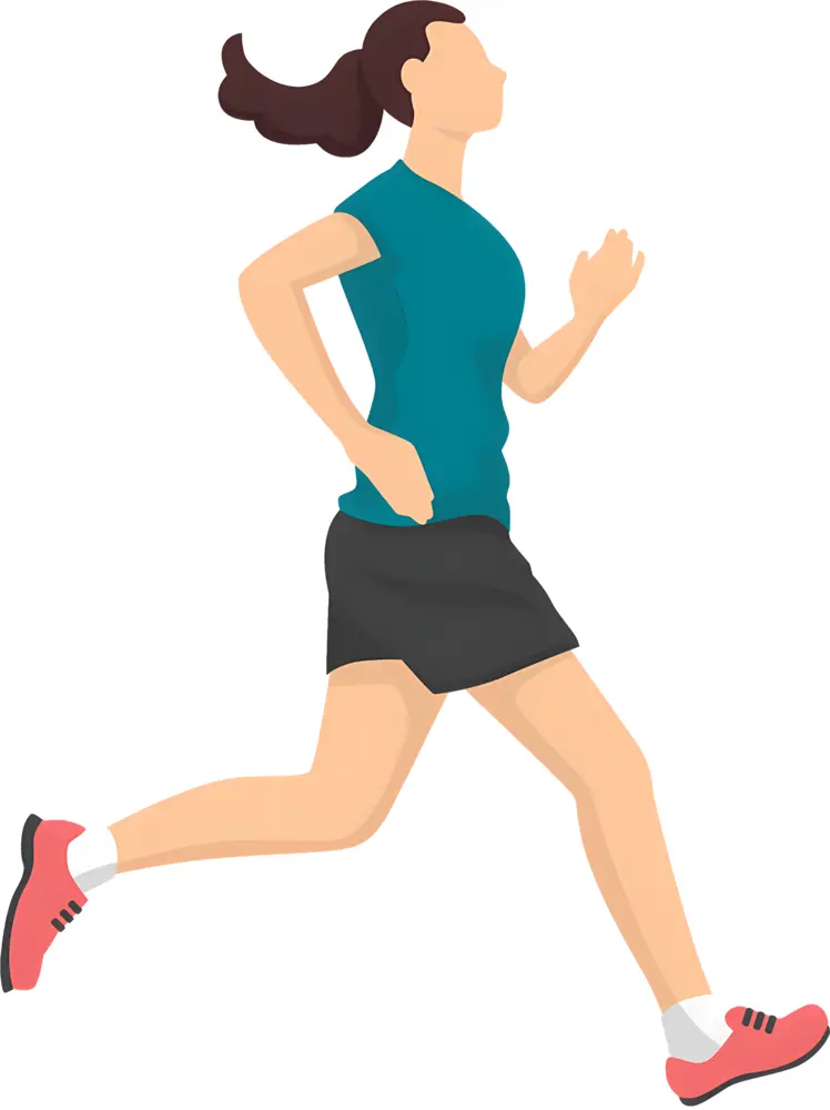 Running Woman in Teal Shirt