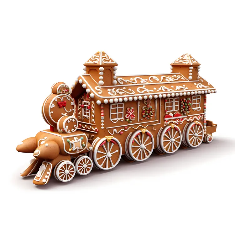 Gingerbread Train with Colorful Decorations