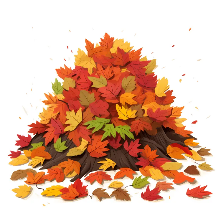 Colorful Pile of Autumn Leaves