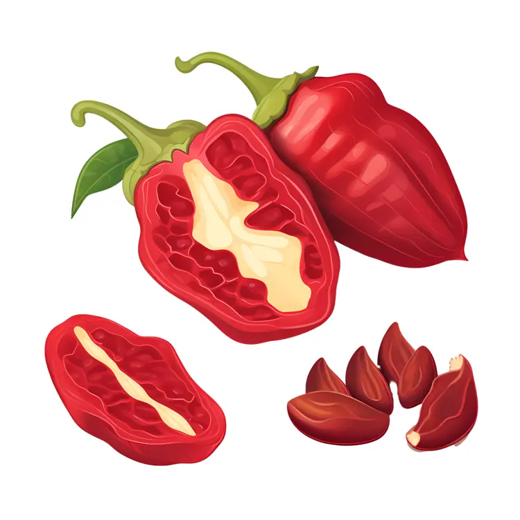 Red Peppers with Green Stem