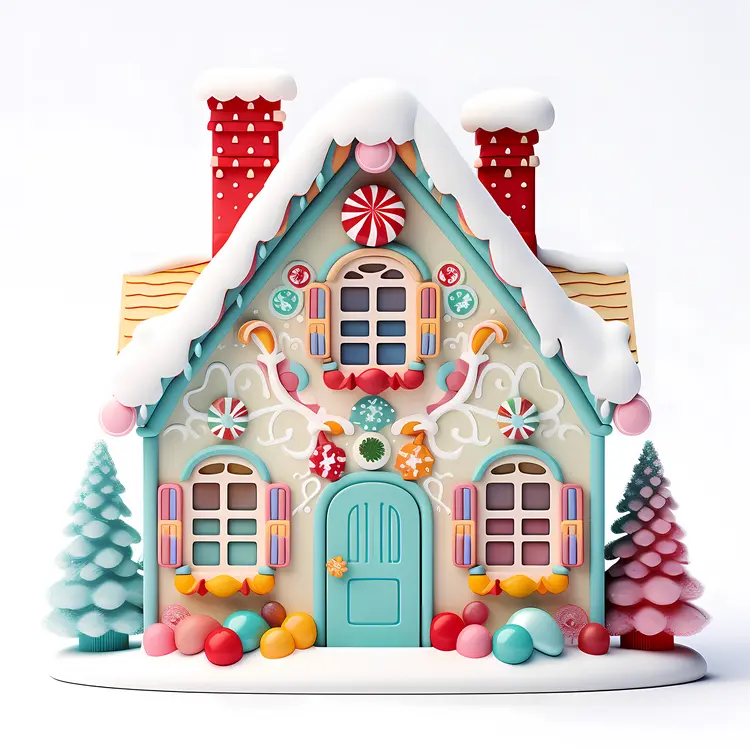 Gingerbread House with Christmas Decorations