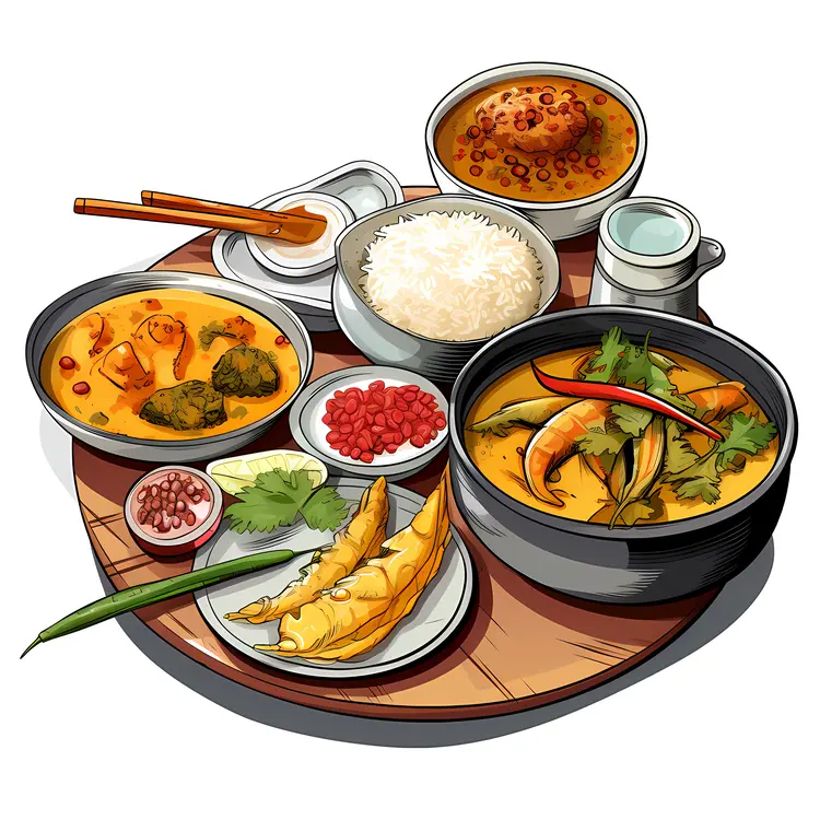 Seafood Platter with Rice and Soup