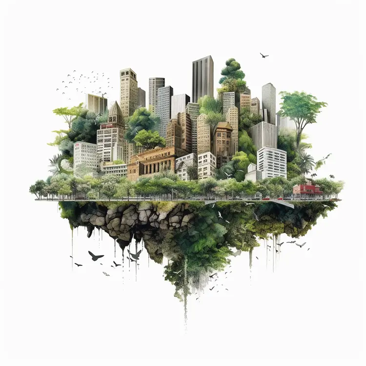 Floating City with Greenery