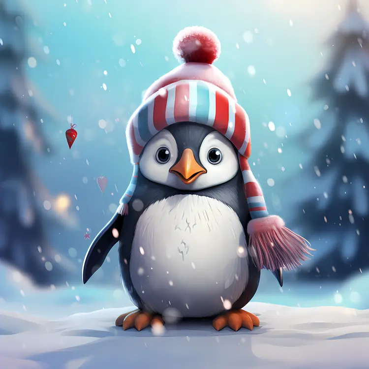 Penguin in Striped Hat