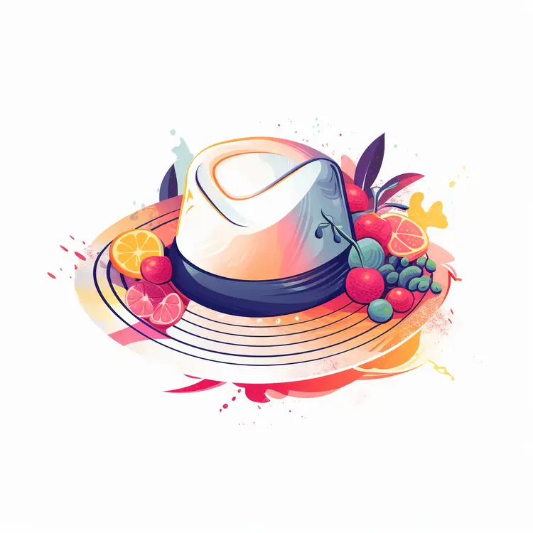 Colorful Straw Hat with Fruits for Summer Vibes