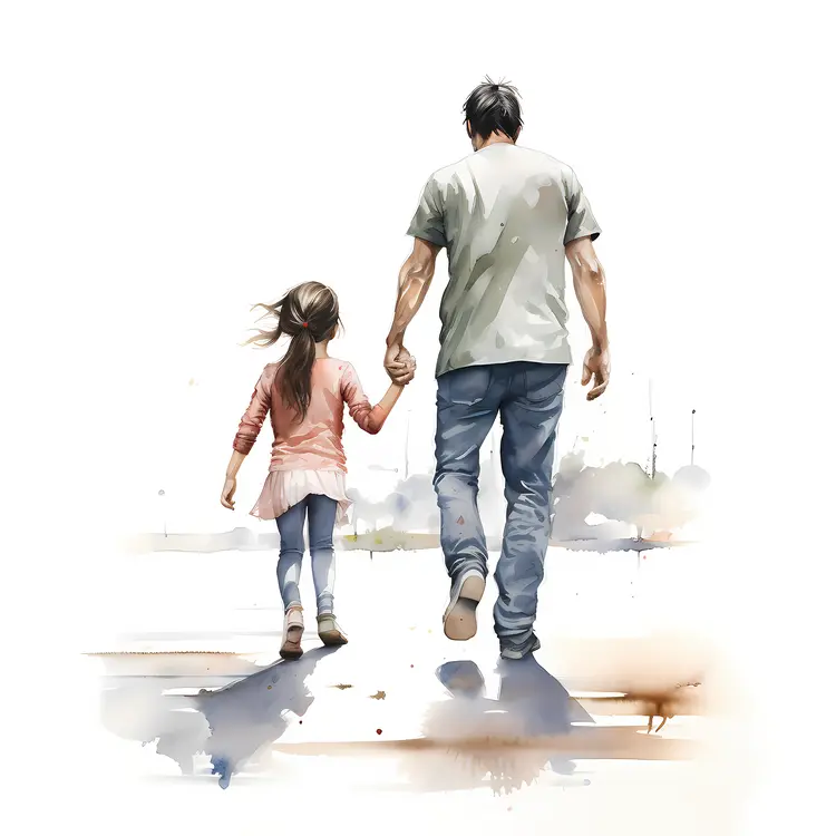 Father and Daughter Walking Together