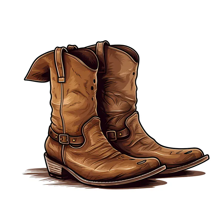 Classic Brown Cowboy Boots Illustration