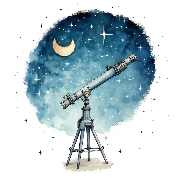 Telescope Under the Starry Night Sky