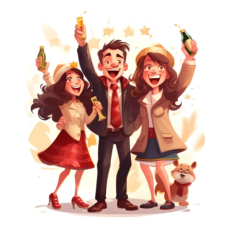 Family celebrating with drinks