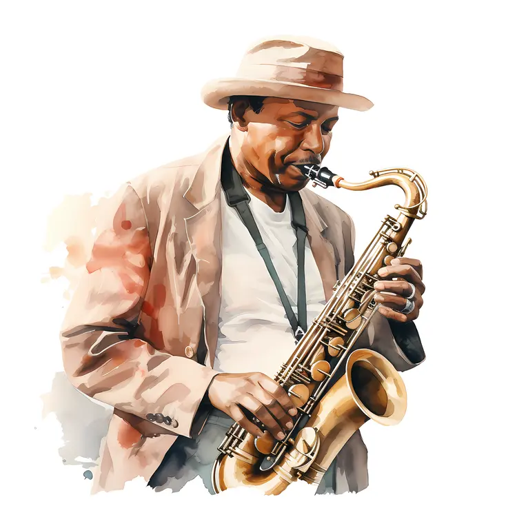 Saxophone Player in Hat