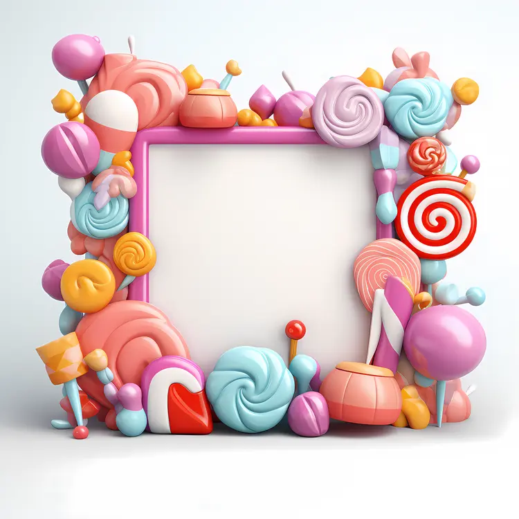 Colorful Candy Frame with Lollipops and Sweets