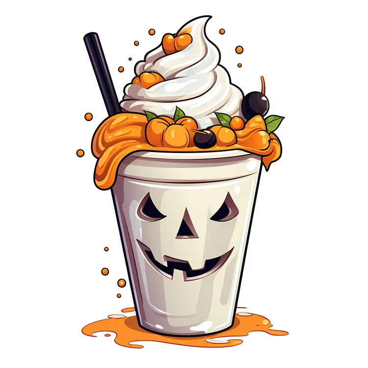 Pumpkin Milkshake with Whipped Cream for Halloween