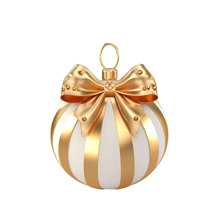 Gold and White Christmas Ornament with Bow