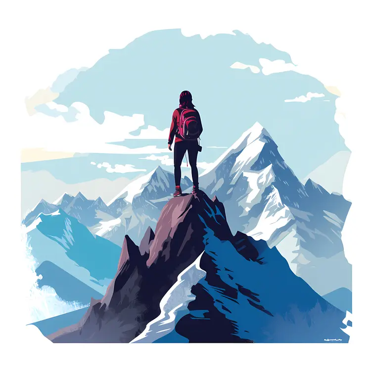 Person Standing on Mountain Peak