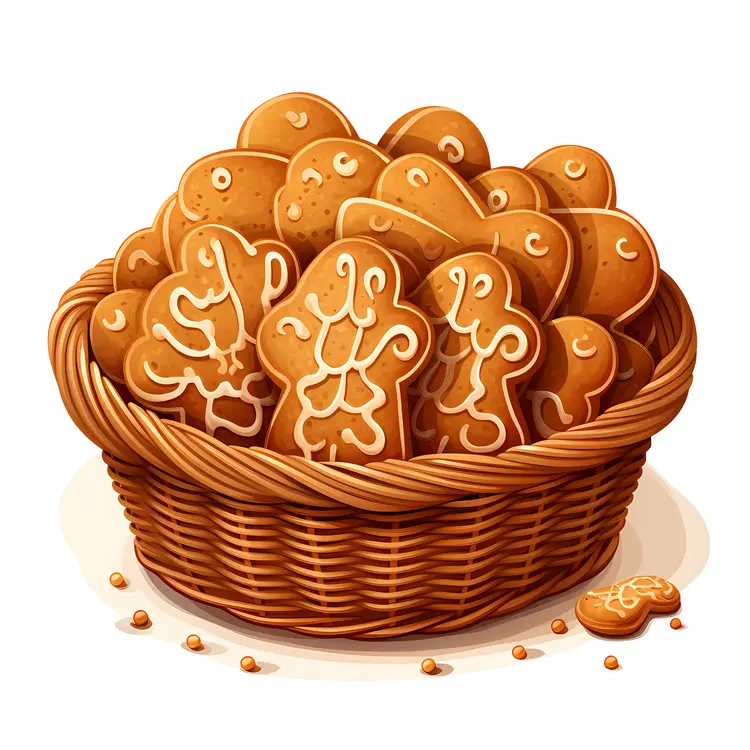 Basket of Gingerbread Cookies with Icing