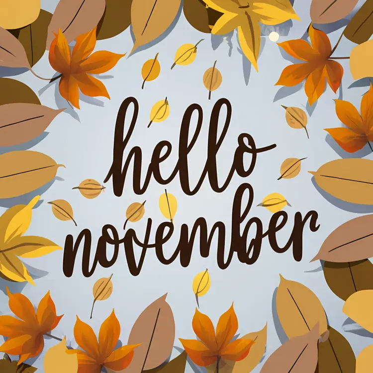 Hello November with Autumn Leaves