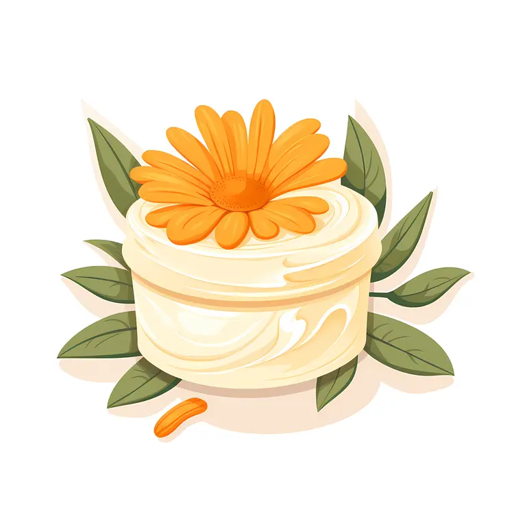Cream Container with Yellow Flower