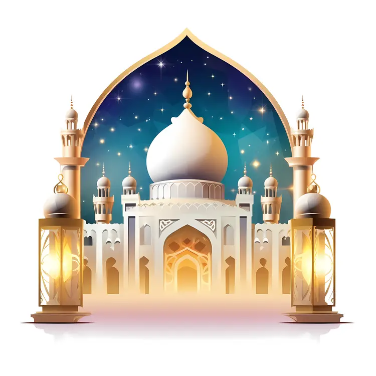 Beautiful mosque with lanterns