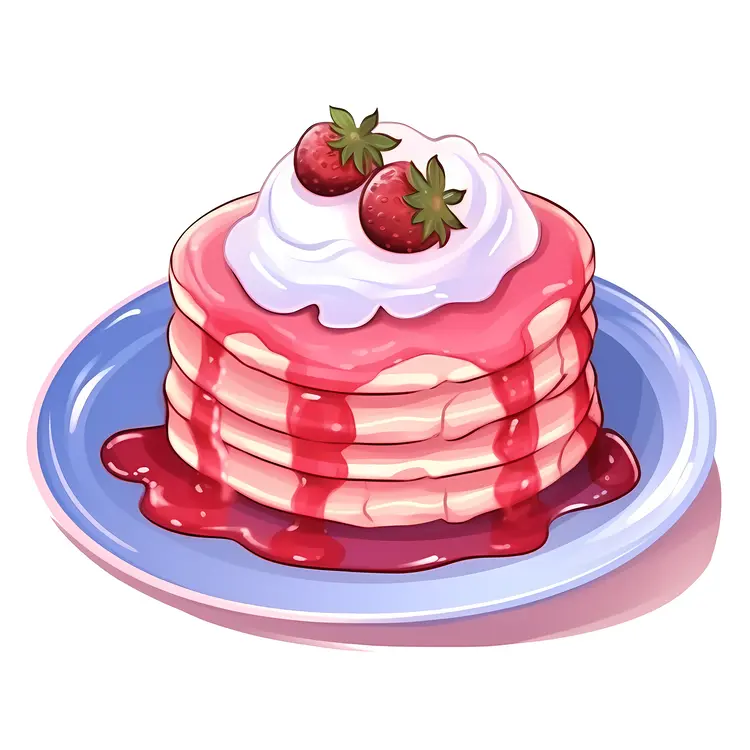 Pancakes with Strawberries and Whipped Cream