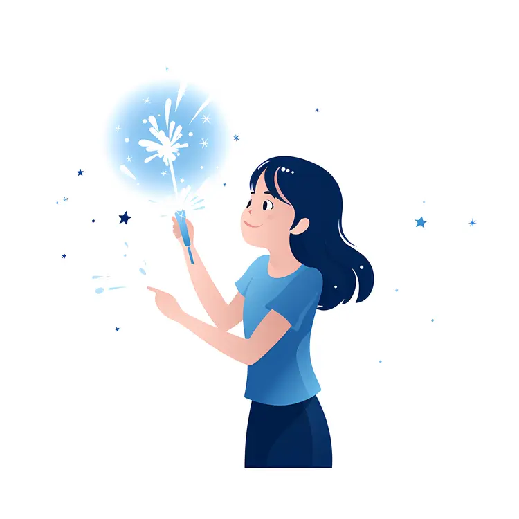 Girl with Sparkler in Hand