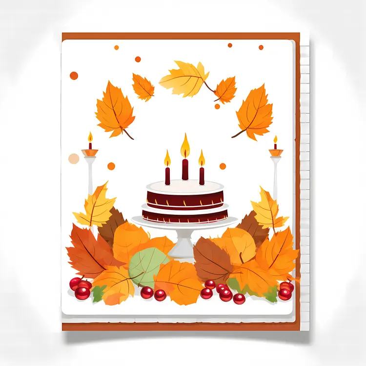 Thanksgiving Cake with Autumn Leaves