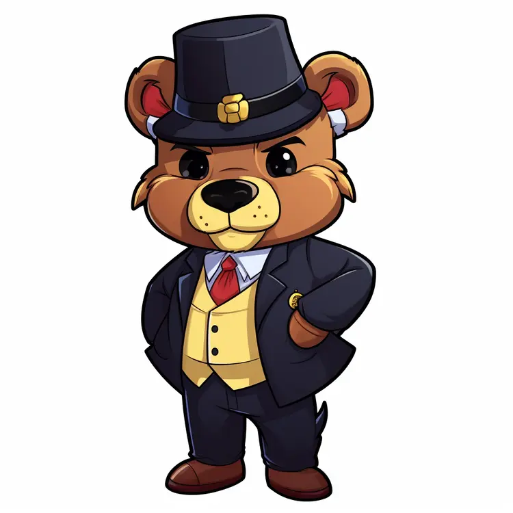 Cartoon Bear in Formal Suit
