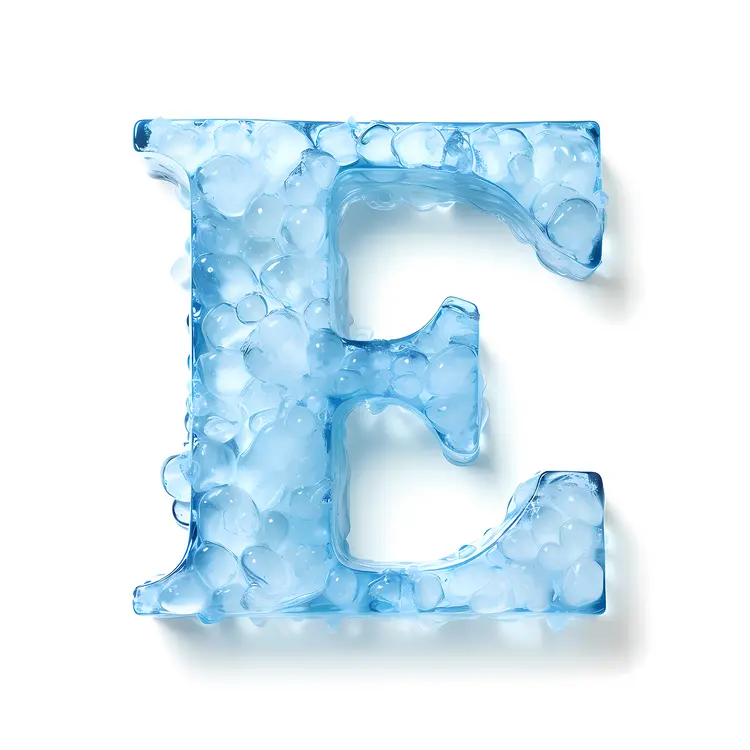 Ice Letter E with Frozen Texture