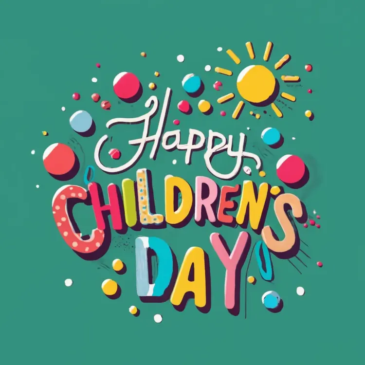 Happy Children's Day Text with Sun