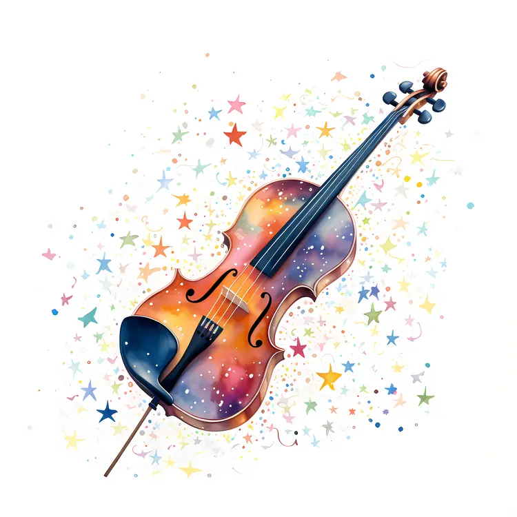 Violin with Starry Galaxy Background