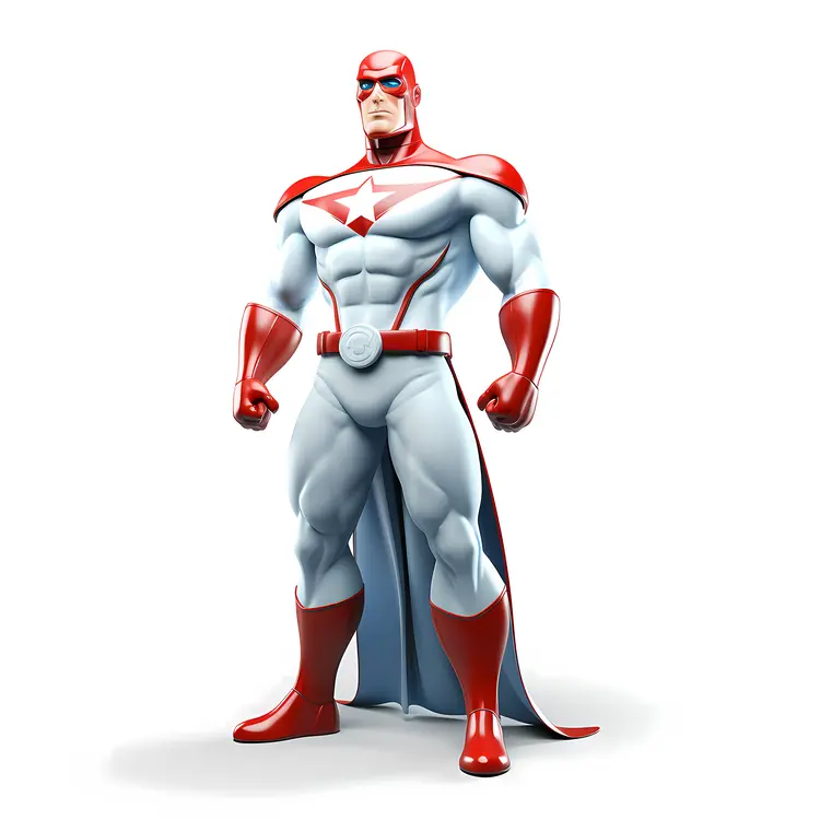 Classic Male Superhero in Red and White