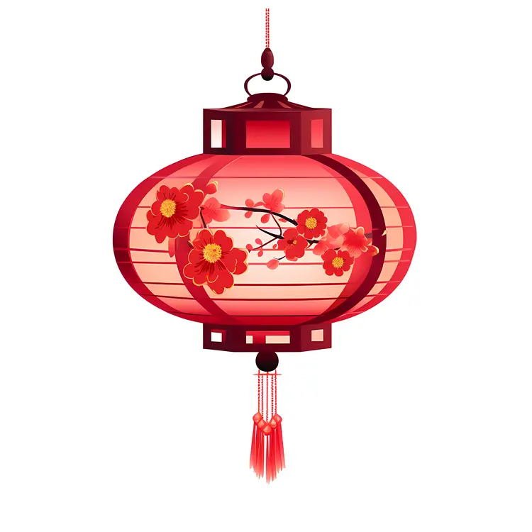 Red Lantern with Floral Design