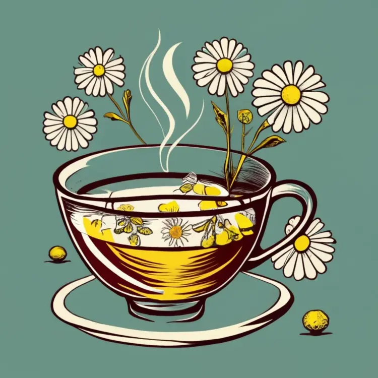 Steaming Cup with Daisies
