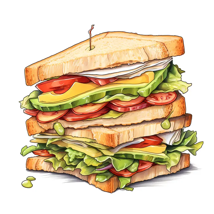 Tall Sandwich with Fresh Ingredients