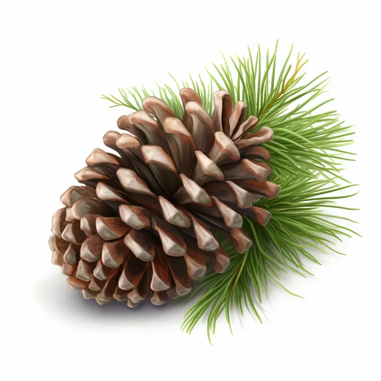 Realistic Pine Cone with Green Needles