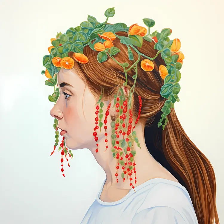 Woman with Floral Headpiece in Artistic Portrait