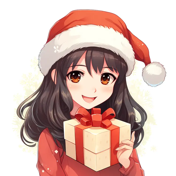 Girl Holding Christmas Gift