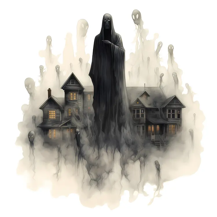 Spooky Ghost with Haunted House