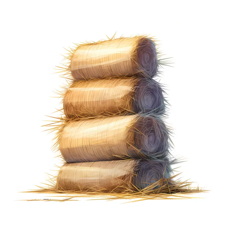 Stacked Hay Bales Illustration