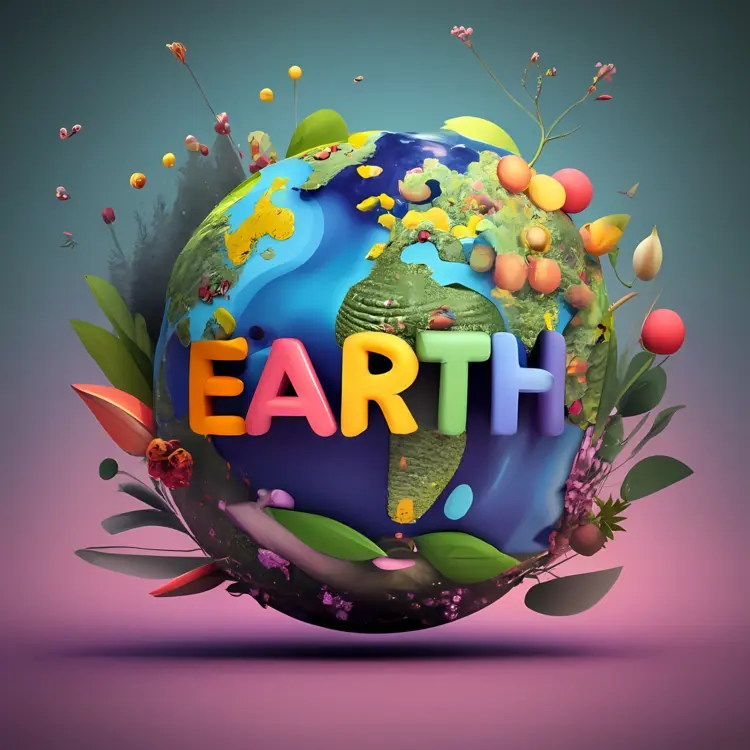 Earth with Vibrant Nature Elements
