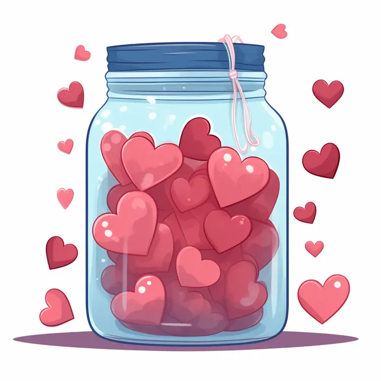 Jar Filled with Hearts for Valentine's Day