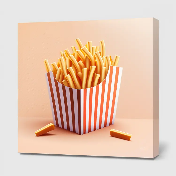 Delicious French Fries in Striped Box